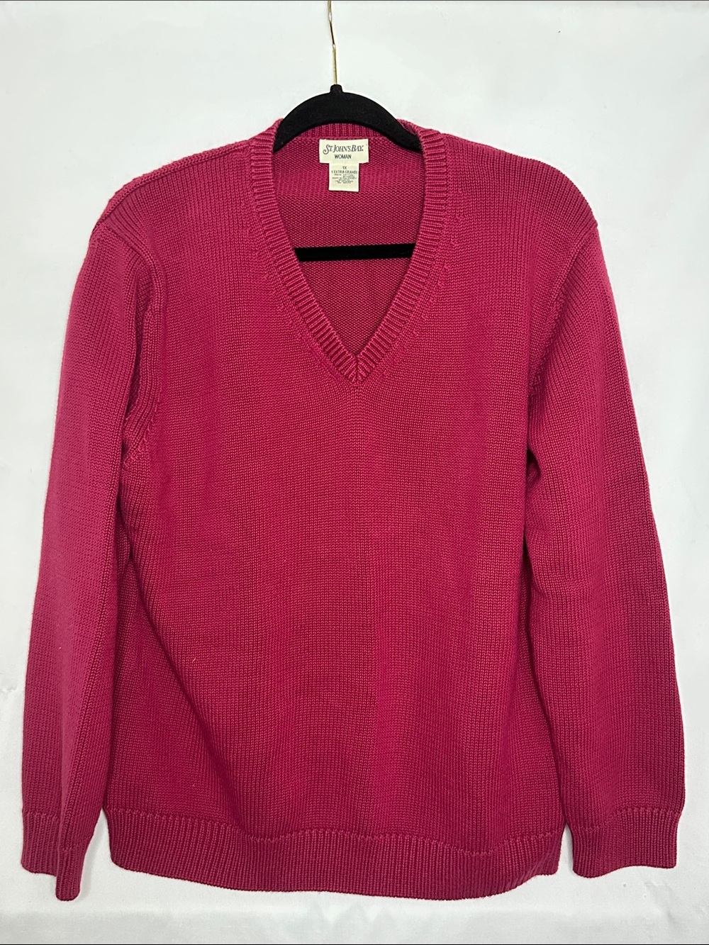 ST JOHNS BAY | Women’s Berry V-Neck Knit Sweater, 100% Cotton, size 1X